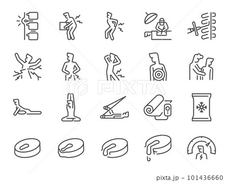 herniated disc icon set. It included back pain, spinal injection, treatment, epidural, and more icons. herniated disc icon set. It included back pain, spinal injection, treatment, epidural, and more icons. 101436660