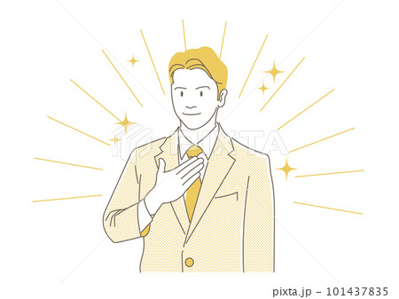 信頼感のあるビジネスマン-モノクロ 信頼感のあるビジネスマン-モノクロ 101437835