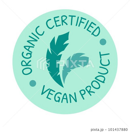 Organic certified vegan product, label for package Organic certified vegan product, label for package 101437880
