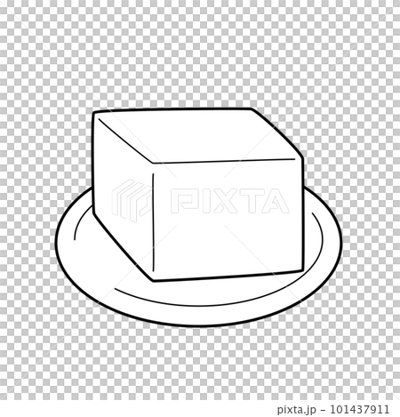 簡單可愛的豆腐白色背景矢量與主線剪貼畫的插圖 簡單可愛的豆腐白色背景矢量與主線剪貼畫的插圖 101437911