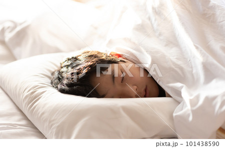 朝日が入る部屋で眠る小学生 101438590