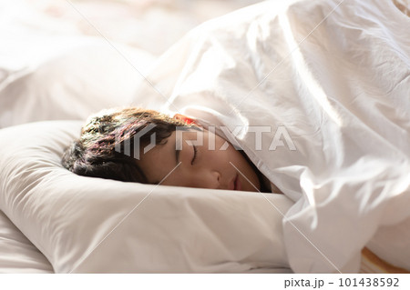 朝日が入る部屋で眠る小学生 101438592