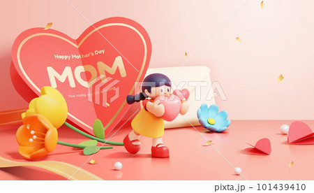 Cute girl and Mother's Day decor Cute girl and Mother's Day decor 101439410