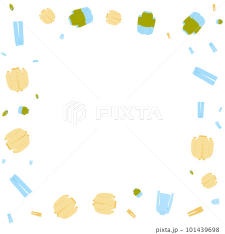 Frame design of colored spring clothes poster on a white background. Place to insert text. Vector illustration. Frame design of colored spring clothes poster on a white background. Place to insert text. Vector illustration. 101439698
