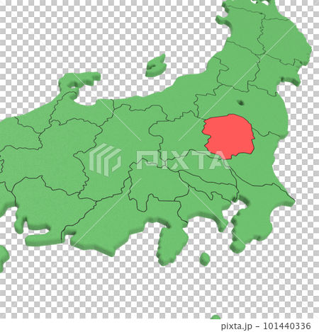 Vector material / Bird view of the Japanese archipelago Blue sea and green land Prefectural border display Red highlights [Tochigi Prefecture] 101440336