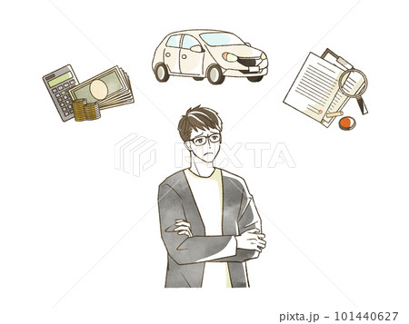 自動車のことで悩んでいる男性 自動車のことで悩んでいる男性 101440627