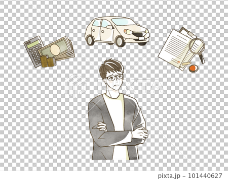 自動車のことで悩んでいる男性 自動車のことで悩んでいる男性 101440627
