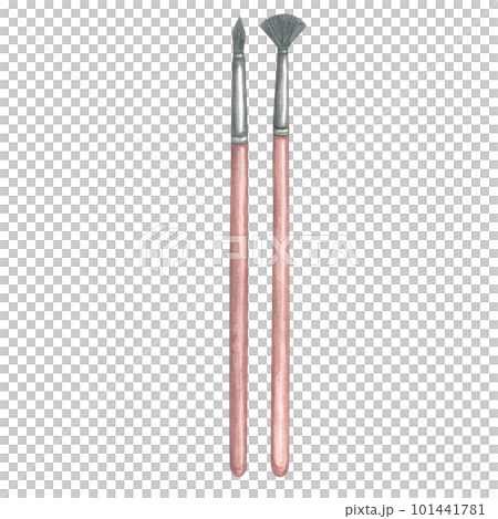 A set of brushes for laminating eyelashes, coloring eyebrows and eyelashes. Watercolor illustration on a transparent background, made by hand. 101441781