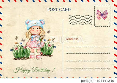 Hand drawn watercolor greetings card with flowers and Tilda. Illustration of watercolor, flowers and plants . Pictures for poster, invitation, postcard, background and scrapbooking Hand drawn watercolor greetings card with flowers and Tilda. Illustration of watercolor, flowers and plants . Pictures for poster, invitation, postcard, background and scrapbooking 101441830