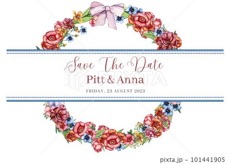 Spring flowers wreath,watercolor illustration for cards,backgrounds. Watercolor illustration for scrapbooking. Cartoon hand drawn background with flower for kids design.Perfect for wedding invitation. Spring flowers wreath,watercolor illustration for cards,backgrounds. Watercolor illustration for scrapbooking. Cartoon hand drawn background with flower for kids design.Perfect for wedding invitation. 101441905