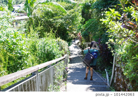 台湾　猴硐貓村を観光する女性 101442063