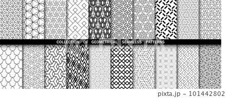 Geometric set of seamless black and white patterns. Simpless vector graphics Geometric set of seamless black and white patterns. Simpless vector graphics 101442802