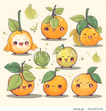 Citrus fruits cute laughing cartoon characters Citrus fruits cute laughing cartoon characters 101443141