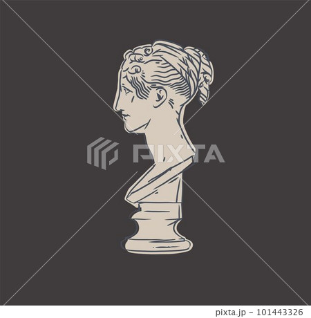 Hand drawn vector abstract outline,graphic,line art greek ancient sculpture statue line art modern drawing.Antique classic statues in trendy bohemian style,outline design concept.Antique statue logo. 101443326