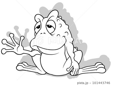 Drawing of a Sitting Sleepy Frog 101443746