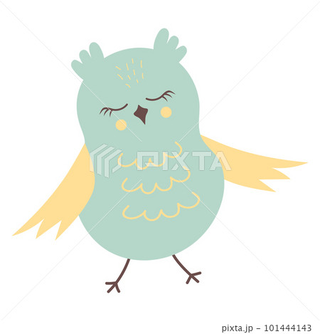 Cute funny haughty owl walking. Forest bird cartoon character. 101444143