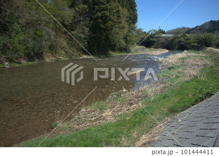 富山県富山市婦中町上瀬地区を流れる山田川の様子 101444411