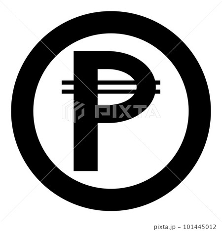 Sign of Philippine peso currency money symbol Pesos icon in circle round black color vector illustration image solid outline style 101445012