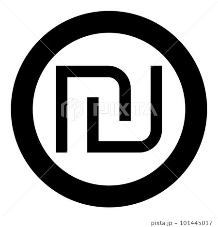 Israeli Shekel currency symbol ILS money nis sign new icon in circle round black color vector illustration image solid outline style 101445017