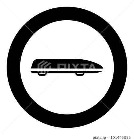 Car box auto roof carrier load trunk cargo roofbox icon in circle round black color vector illustration image solid outline style Car box auto roof carrier load trunk cargo roofbox icon in circle round black color vector illustration image solid outline style 101445052