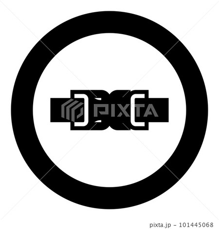 Buckle fastener clasp furniture for clothes system of fast snap join for backpack bag closed icon in circle round black color vector illustration image solid outline style 101445068