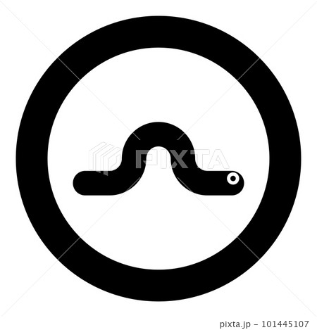 Worm earth earthworm rainworm caterpillar angleworm annelida invertebrate crawling larva icon in circle round black color vector illustration image solid outline style 101445107