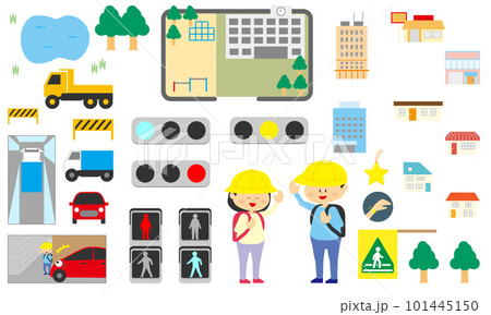 交通や交通安全に関するシンプルなイラストセット 101445150