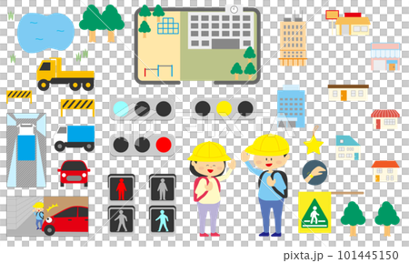 交通や交通安全に関するシンプルなイラストセット 101445150