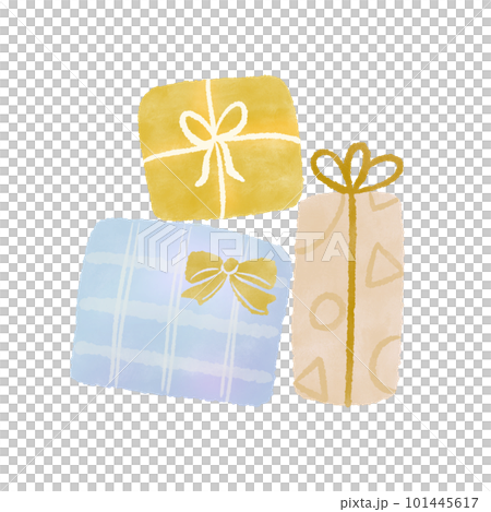 堆疊的禮物，禮品盒 可愛的手繪水彩插圖，顏色漂亮 101445617