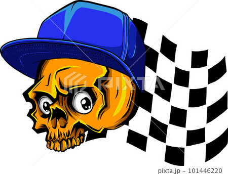 yellow human Skull with race Flag and bonnet vector illustration hand draw yellow human Skull with race Flag and bonnet vector illustration hand draw 101446220