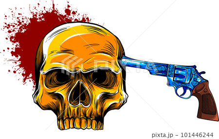 skull and guns drawings