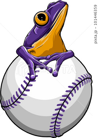 vector illustration of frog on baseball ball. digital hand draw 101446359