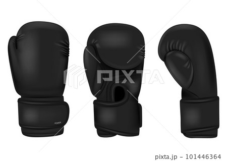 Color boxing gloves. Sport professional equipment for punch boxers decent. Realistic professional accessories. 3d isolated objects utter vector set 101446364
