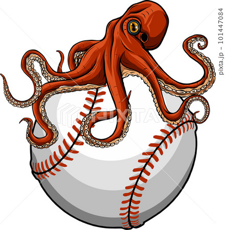 octopus on baseball ball vector illustration design 101447084