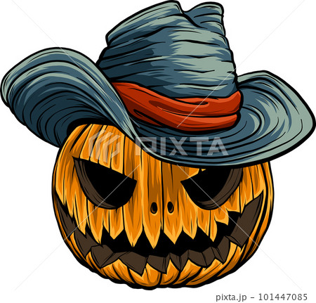 Pumpkin head design illustration as a cowboy 101447085