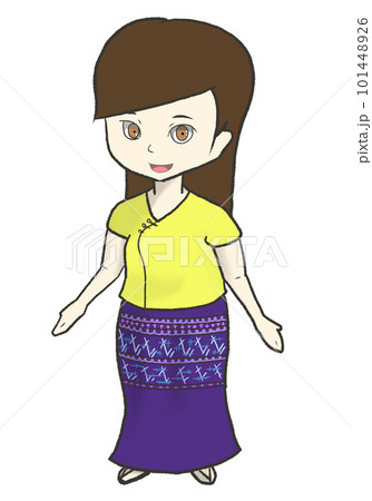 伝統的な服装のミャンマー人の女の子 101448926