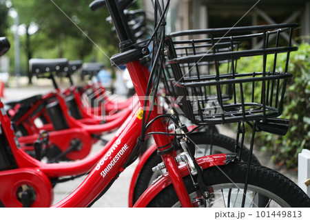 整然と並んだレンタル自転車 101449813
