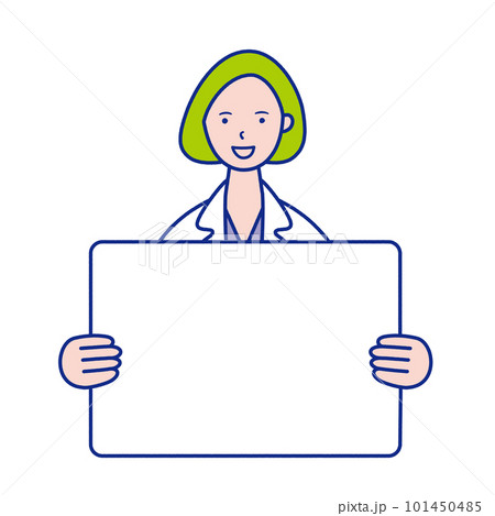 メッセージボードを持った女性医師の上半身イラスト素材 メッセージボードを持った女性医師の上半身イラスト素材 101450485
