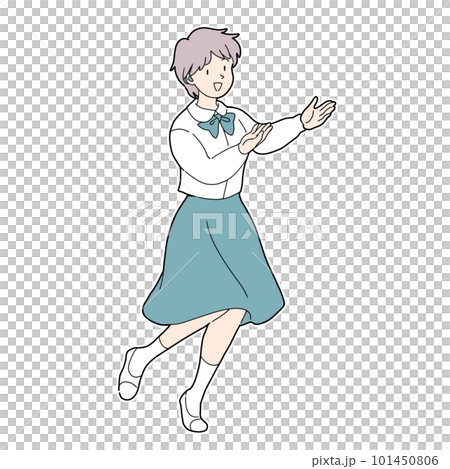 案内する補聴器をつけた女の子 101450806
