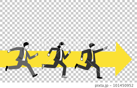 Illustration of businessman running with arrow, copy space on top, vector 101450952