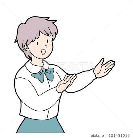 案内する制服を補聴器をつけた女の子のイラスト 101451016