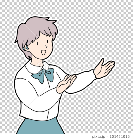 案内する制服を補聴器をつけた女の子のイラスト 101451016