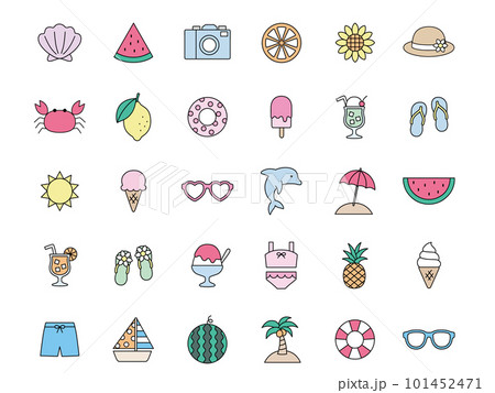 シンプルな夏のアイコンイラストセット 101452471