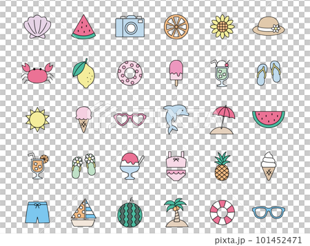 シンプルな夏のアイコンイラストセット 101452471