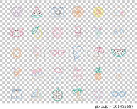 夏のシンプルなアイコンイラスト素材セット 夏のシンプルなアイコンイラスト素材セット 101452687