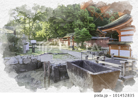 水彩画風　宮島　厳島神社　境内　広島県廿日市市 101452835