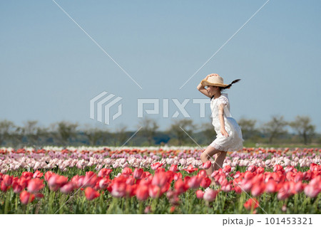 花畑で遊ぶ少女 101453321