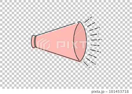 Hand-drawn simple and stylish pink megaphone line drawing illustration - image material for sports festival, support, sale 101453718