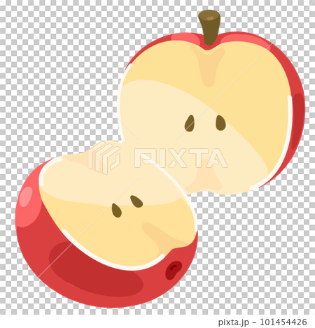 Illustration of an apple cut in half No main line 101454426