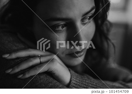 Portrait of unhappy young woman, concept of mental health. Portrait of unhappy young woman, concept of mental health. 101454709